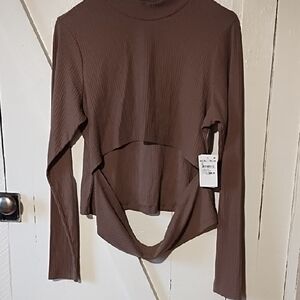 Nordstrom Chocolate Long Sleeve Ribbed Top